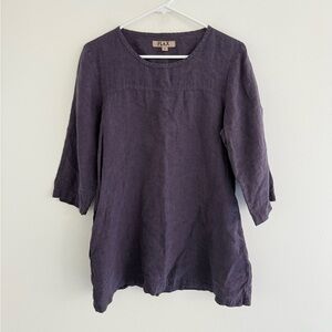Flax 100% Linen Purple Long Sleeve Tunic Small